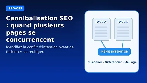 Illustration SEO montrant deux pages d’un même site en concurrence sur une même requête