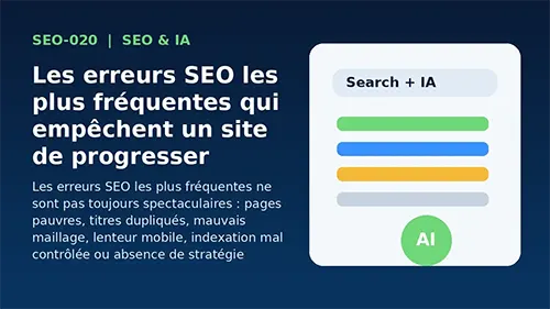 Illustration d’un audit SEO listant les erreurs fréquentes à corriger sur un site web
