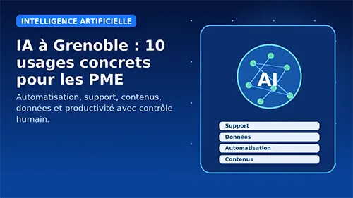 Illustration d’une PME grenobloise utilisant l’intelligence artificielle pour automatiser ses tâches et améliorer ses services