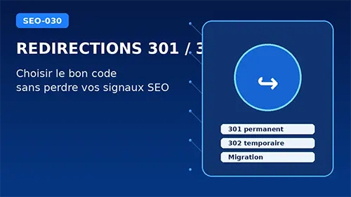 Illustration SEO comparant une redirection permanente 301 et une redirection temporaire 302