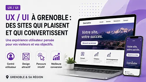 Illustration UX UI montrant un parcours utilisateur optimisé sur un site web d’entreprise